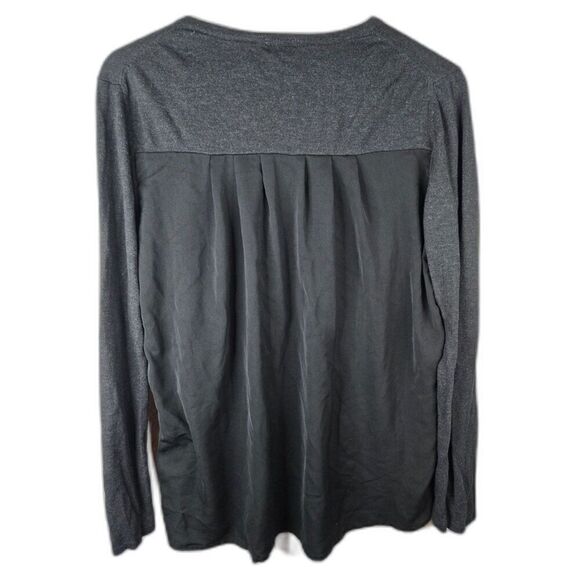 Lilla P Women's Gray Mixed Media Long Sleeve V-Neck Top Size Large - Picture 2 of 4